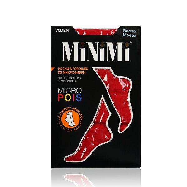 Женские носки из микрофибры Minimi Micro Pois 70den Rosso Mosto ( в горошек )
