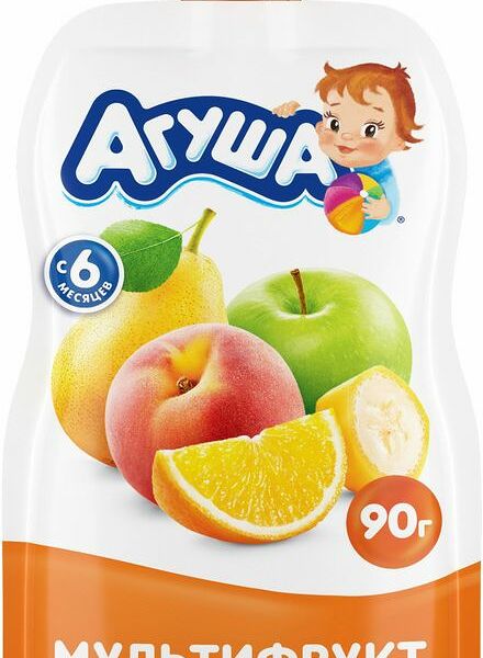 Пюре фруктовое Агуша мультифрукт с 6 месяцев 90г
