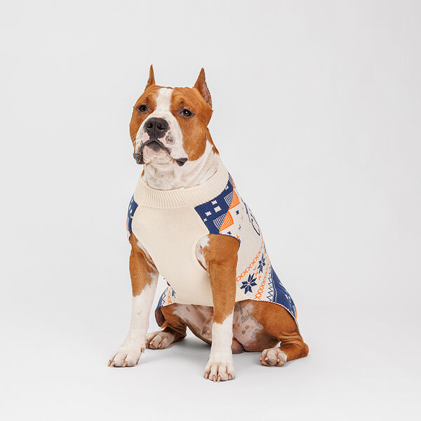 Свитер с оленями для собак, 4XL, 51 см, желто-синий