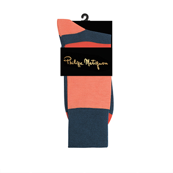 

Носки мужские Philippe Matignon Espressivo сине-оранжевые из мерсеризованного хлопка р. 42-44