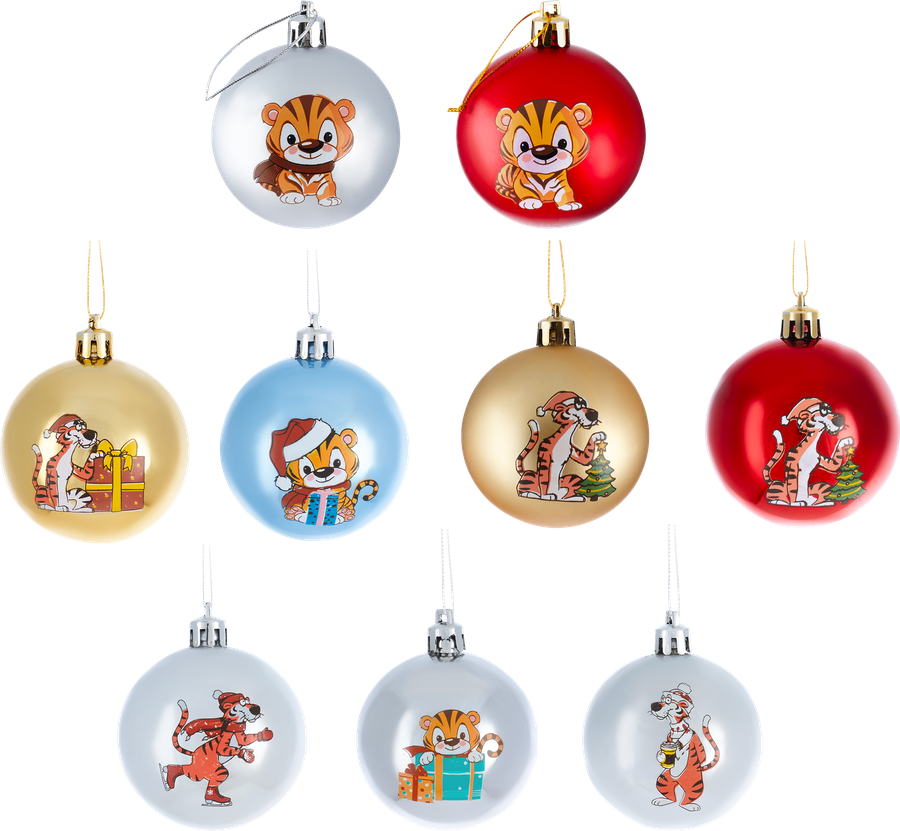 

Шар елочный HOMECLUB Символ года Тигр d=6см, в ассортименте Арт. BS-6001