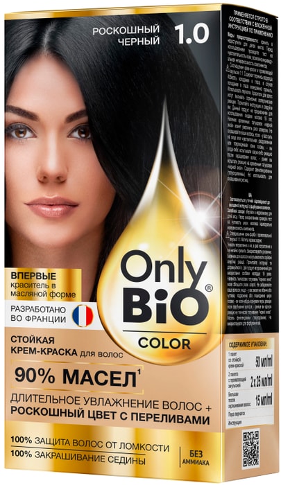 

Стойкая краска для волос Only Bio Color 1.0 Роскошный черный 115 мл