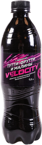 Напиток VELOCITY с ароматом тутти-фрутти и малины среднегазированный, 0.5л