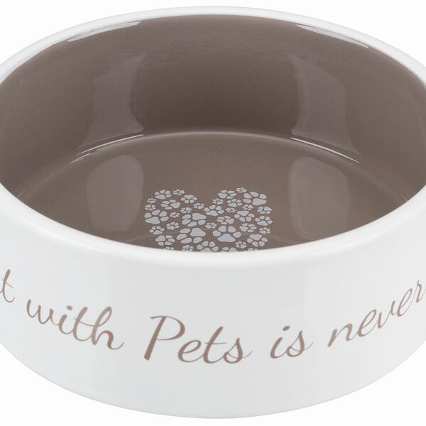 Миска керамическая Pets Home, 0,8 л/ø 16 см, кремовый/тёмно-серый