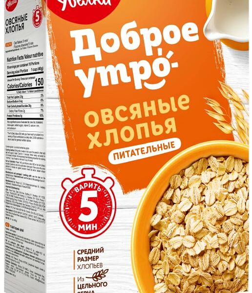 Хлопья Увелка овсяные Доброе утро Питательные 400г