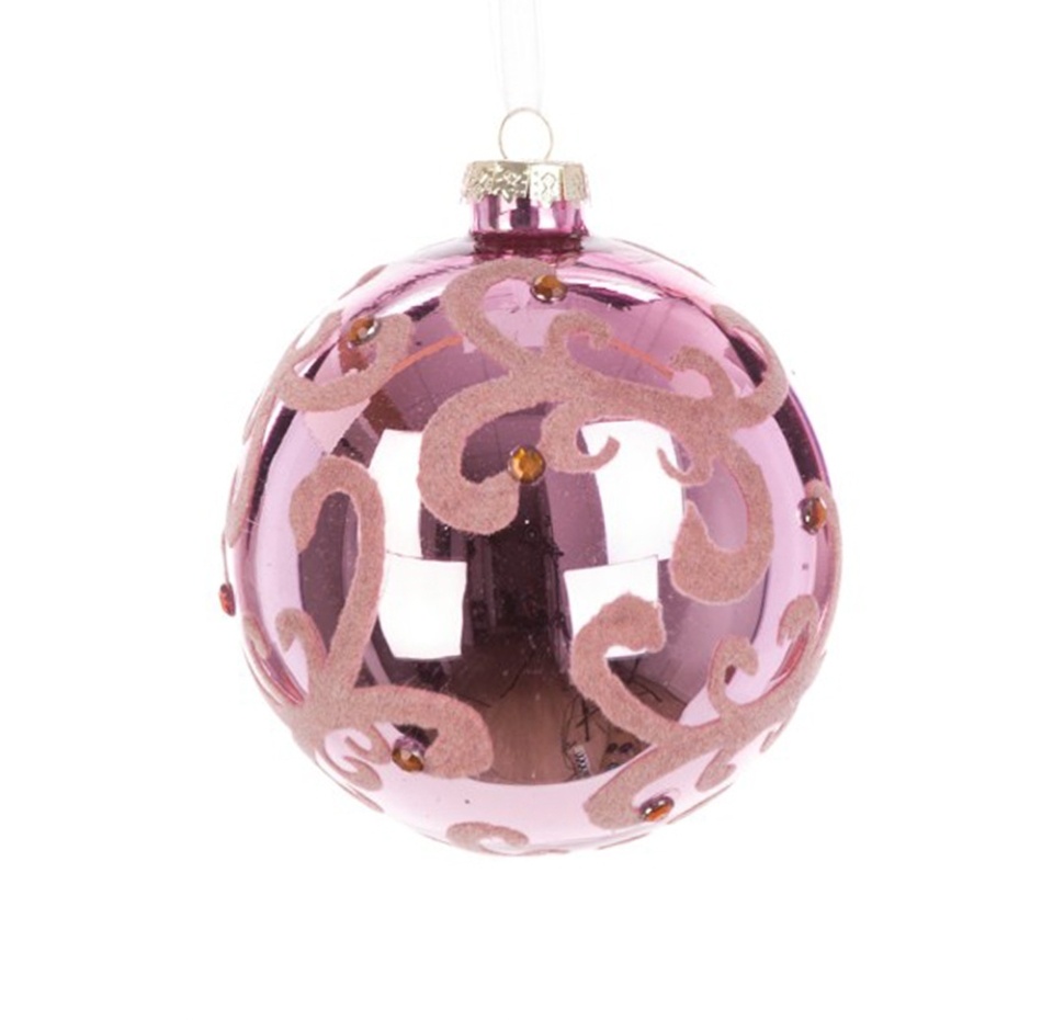 

Игрушка для елки Florasilk «Коллекция Традиции» Шар блестящий цвет розовый 10см, Великобритания