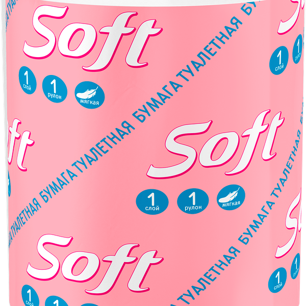 Туалетная бумага Soft белая 1 слой 1 рулон