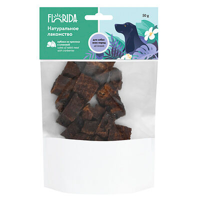 Лакомства FLORIDA кубики из кролика с клюквой