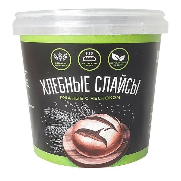 Хлебные Слайсы Ecostoria ржаные с чесноком 35г, Россия