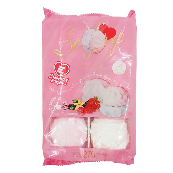 Зефир Люблю Жизнь 270 г бело-розовый