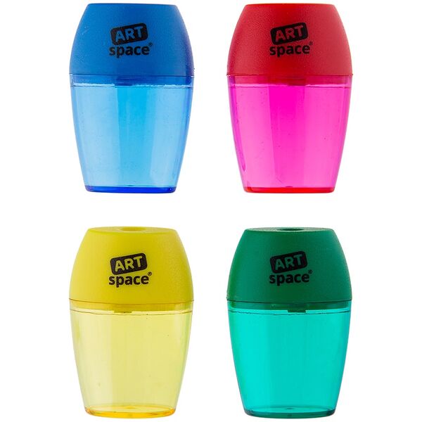 Точилка пластиковая, 1 отверстие, контейнер, ассорти, пакет SHP206_1997