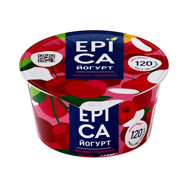 Йогурт Epica натуральный вишня черешня 4.8%