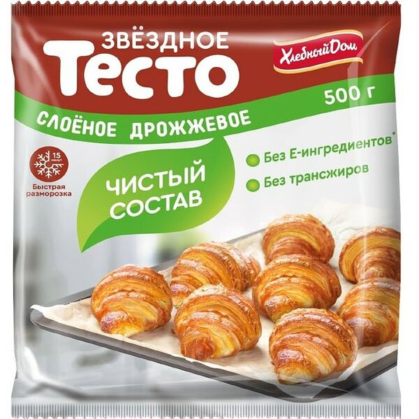 Тесто слоеное Хлебный Дом Звездное дрожжевое 500г