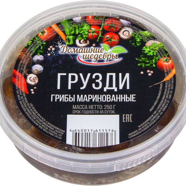 Грузди маринованные ДОМАШНИЕ ШЕДЕВРЫ, 250г