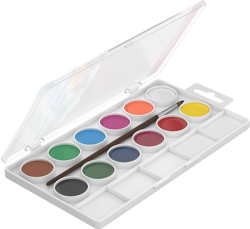 

Краски акварельные ErichKrause 12 цветов с палитрой и кистью