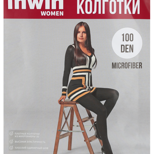 Колготки женские INWIN 100 den черные 3, микрофибра