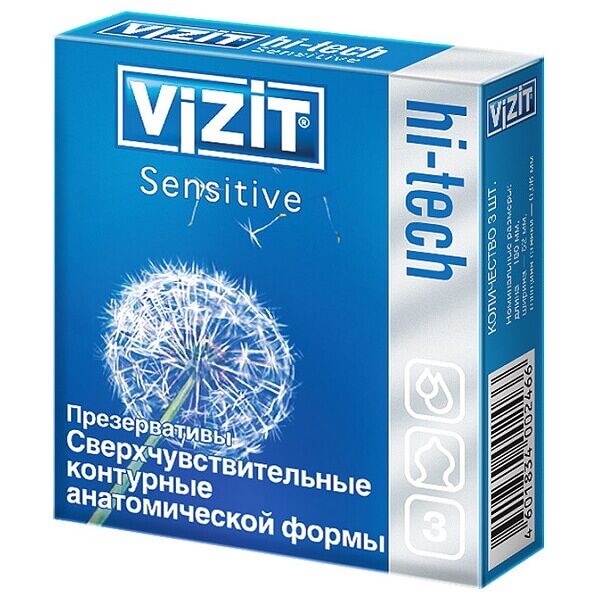Vizit Hi-tech Sensitive презервативы сверхчувствительные 3 шт