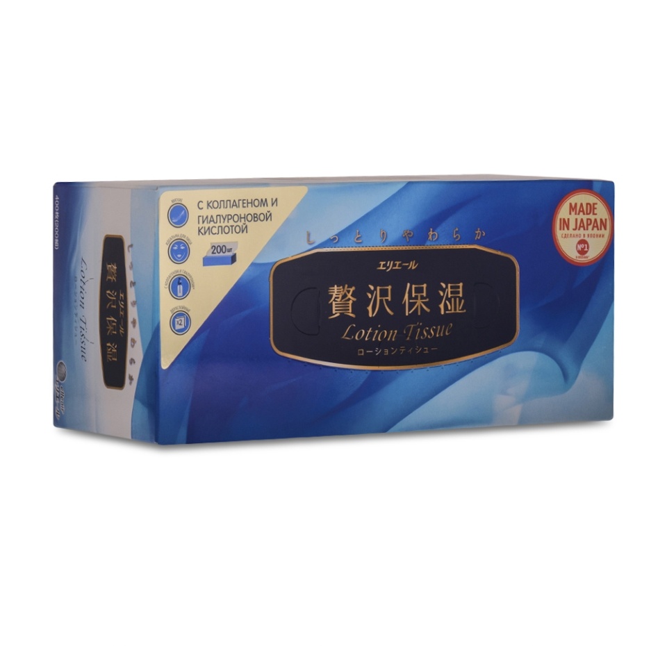 

Салфетки бумажные Elleair Lotion Tissue с коллагеном и гиалуроновой кислотой 200 шт.