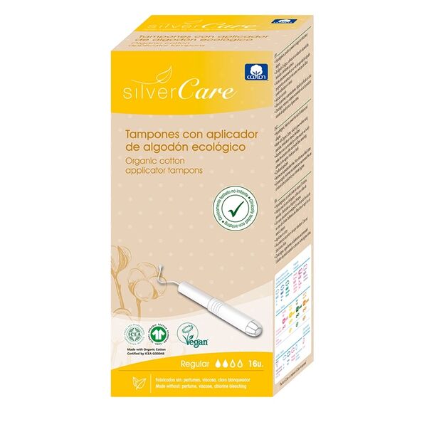 Тампоны Regular из органического хлопка (с аппликатором), Silver Care, 16 шт., Испания