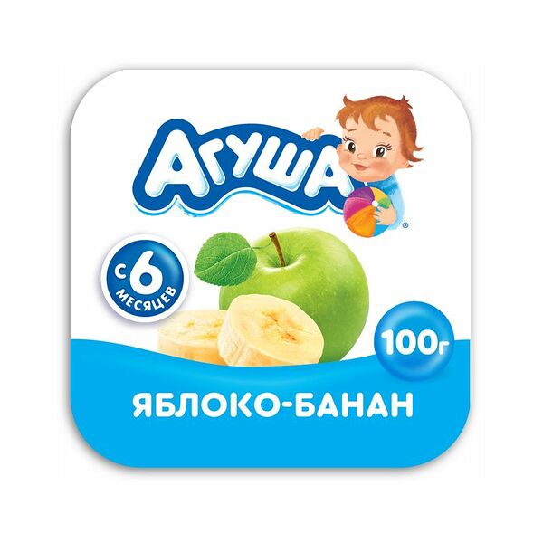Творог фруктовый Агуша Яблоко-Банан 3.9% с 6 месяцев, 100г