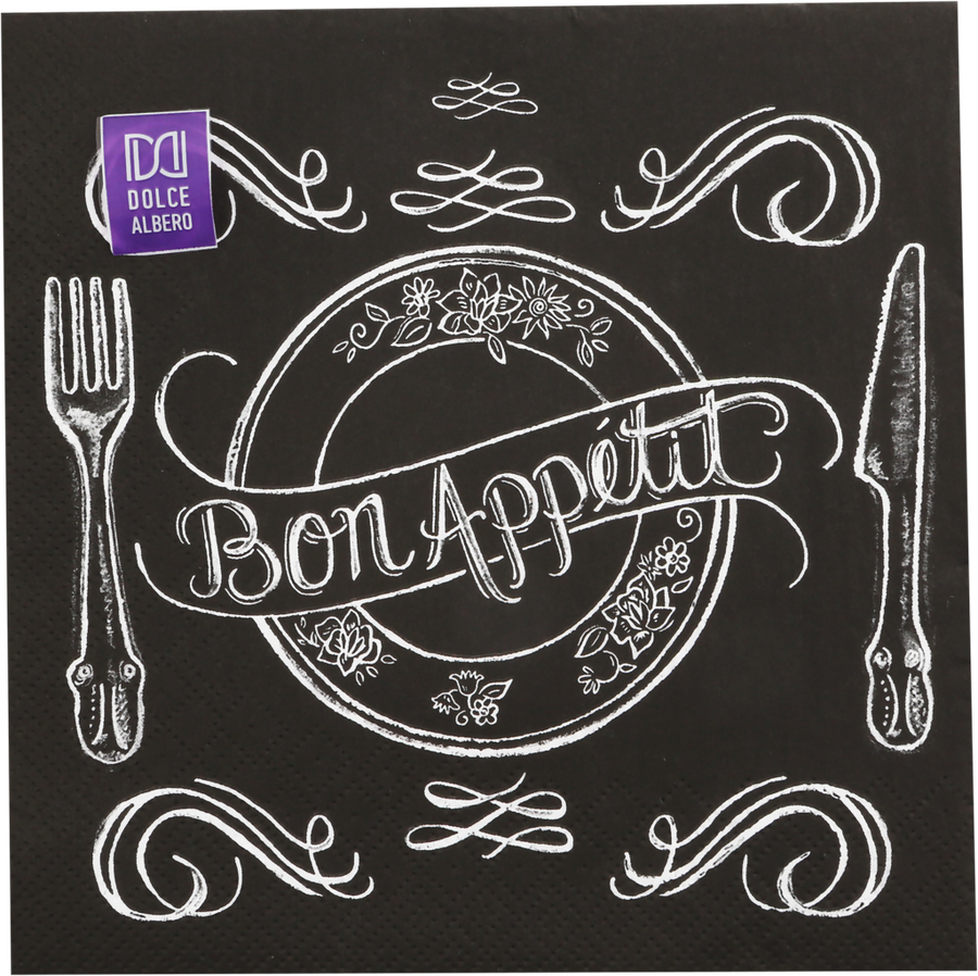 

Салфетки бумажные DOLCE ALBERO Bon Appetit 3-слоя 33х33см, 20шт