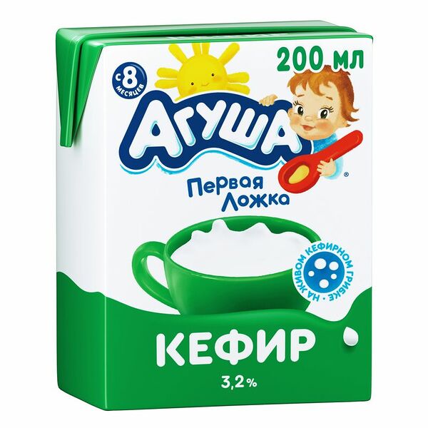 Кефир Агуша 3.2% с 8 месяцев, 204г