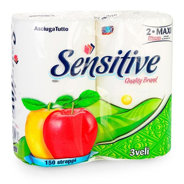 Полотенца бумажные Sensitive quality brand, 2 рулона, 150 листов
