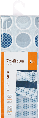 

Простыня HOMECLUB 200х220см, синяя, бязь, хлопок