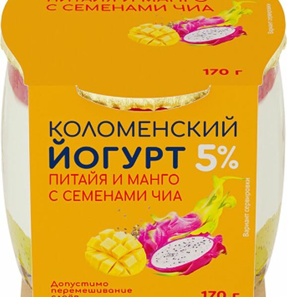 Йогурт Коломенский Питайя-манго-чиа 5% 170г