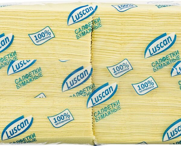 Салфетки бумажные Luscan Profi Pack пастель желтые 1 слой 24*24см 400шт