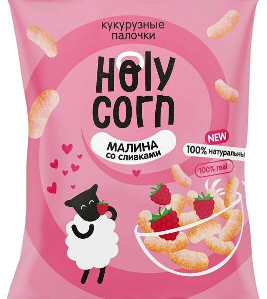 Палочки кукурузные Holy Corn Малина со сливками 50г