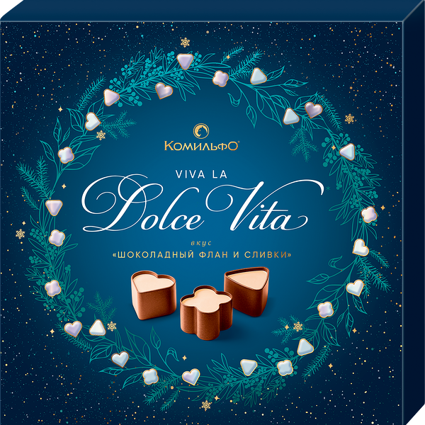 Набор конфет Комильфо Viva la Dolce Vita Шоколадный флан и сливки 168 г