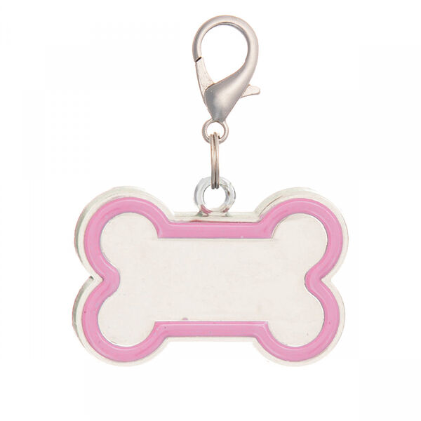 Адресник для животных V.I.Pet кость розовый с местом для гравировки, 30*16 мм