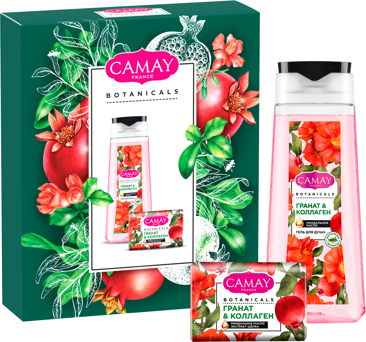 

Подарочный набор Camay Pomegrante Гель для душа 250 мл + Твердое мыло 85 г