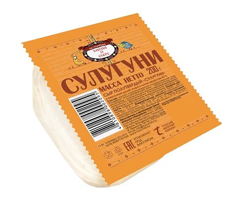 Сыр полутвердый «Сулугуни» с массовой долей жира в сухом веществе 40%, 200 г, (Басни о сыре)