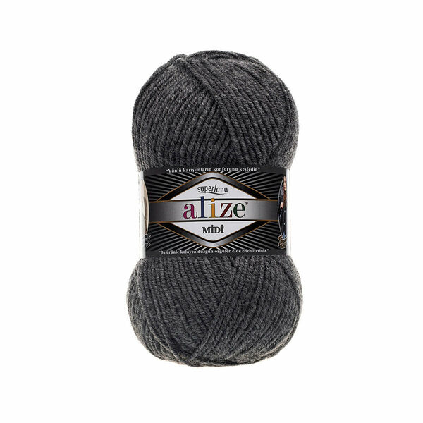 Пряжа ALIZE 'SUPERLANA MIDI' 100гр. 170м (25% Шерсть - 75% Aкрил)(182 серый меланж)