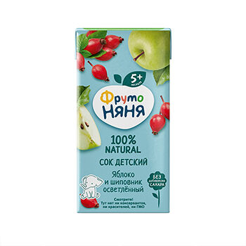 Детское питание Сок Фруто Няня Яблоко Шиповник Осветленный 200 мл