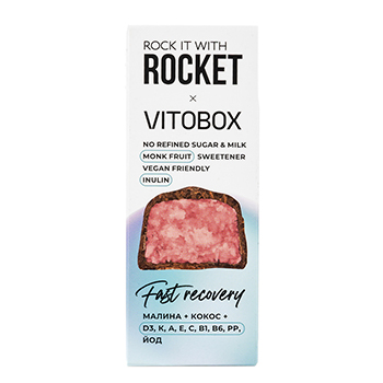 

Батончик с витаминами Rock it with rocket х Vitobox Recovery Малина-Кокос 40г, Россия