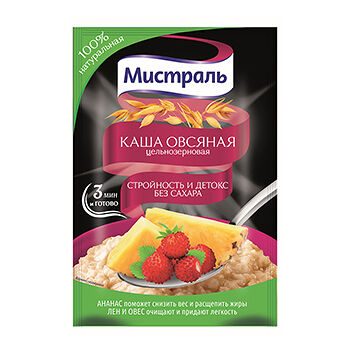 Каша овсяная цельнозерновая Мистраль Стройность и детокс без сахара