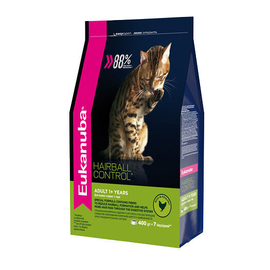 Eukanuba Cat Hairball Control для домашних кошек Домашняя птица
