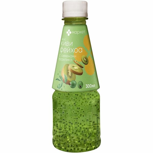 Напиток со вкусом Киви-Фейхоа и семенами базилика безалкогольный негазированный Маркет, 300мл
