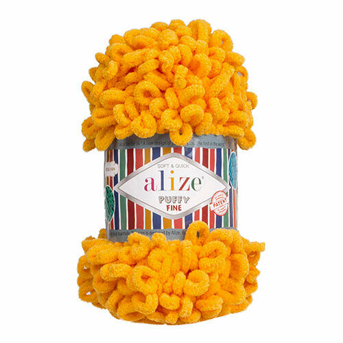 Пряжа Alize 'Puffy Fine' 100г 14м (100% микрополиэстер)(82 желтый)
