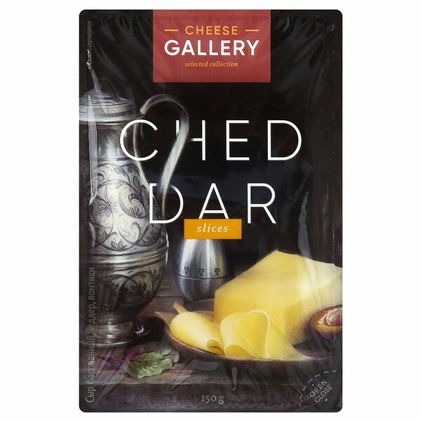 Сыр Чеддер Cheese Gallery 50%, нарезка, 150г