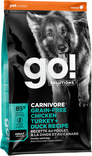 

Корм сухой для взрослых собак GO! Carnivore беззерновой с 4 видами мяса курица, индейка, утка и лосось, 9,98кг