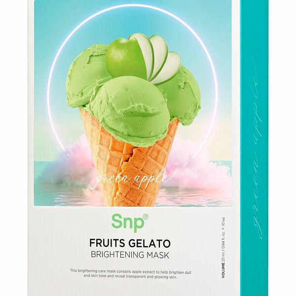 Маска тканевая SNP Fruits Gelato улучшающая цвет лица, зеленое яблоко, 25 мл