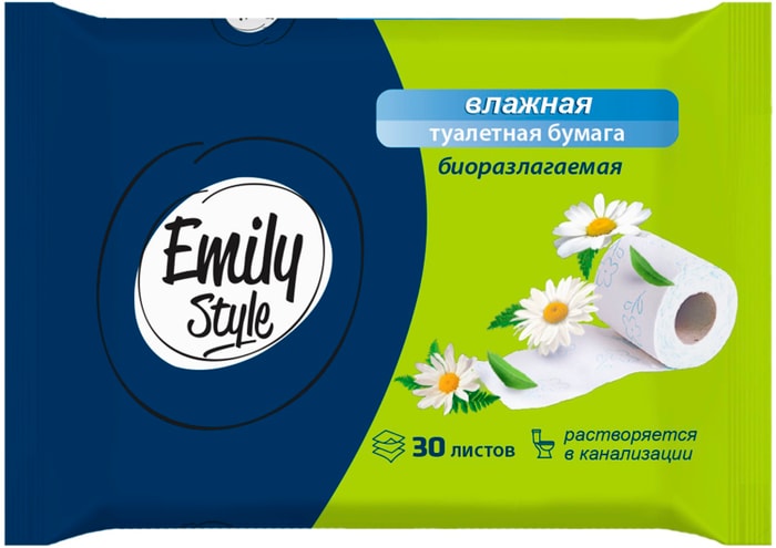 

Влажная туалетная бумага Emily Style растворяющаяся 30 шт.