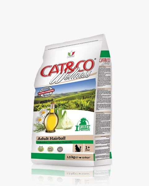Wellness Cat&Co Adult Hairball корм для взрослых кошек для вывода шерсти Курица и рис