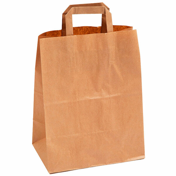 Пакет бумажный 37 х32 х20 коричневый с плоскими ручками Европа