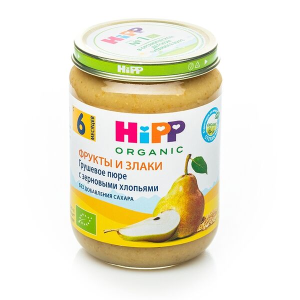 Пюре фруктовое HiPP груша с зерновыми хлопьями с 6 месяцев