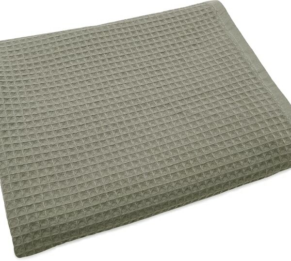 Полотенце вафельное Cottonika Серо-зеленое 100*150см